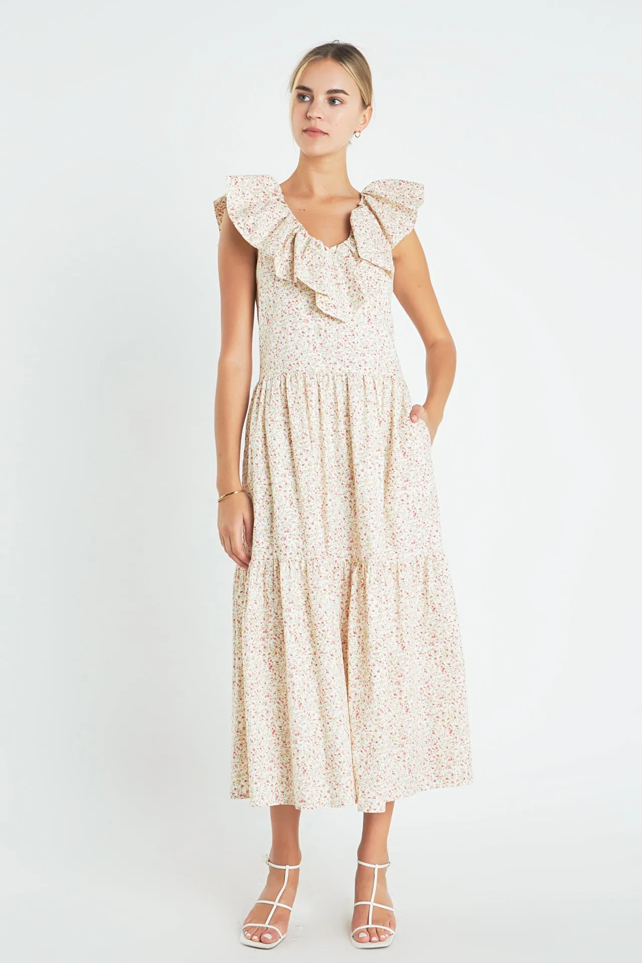 Floral Ruffled Midi Dress