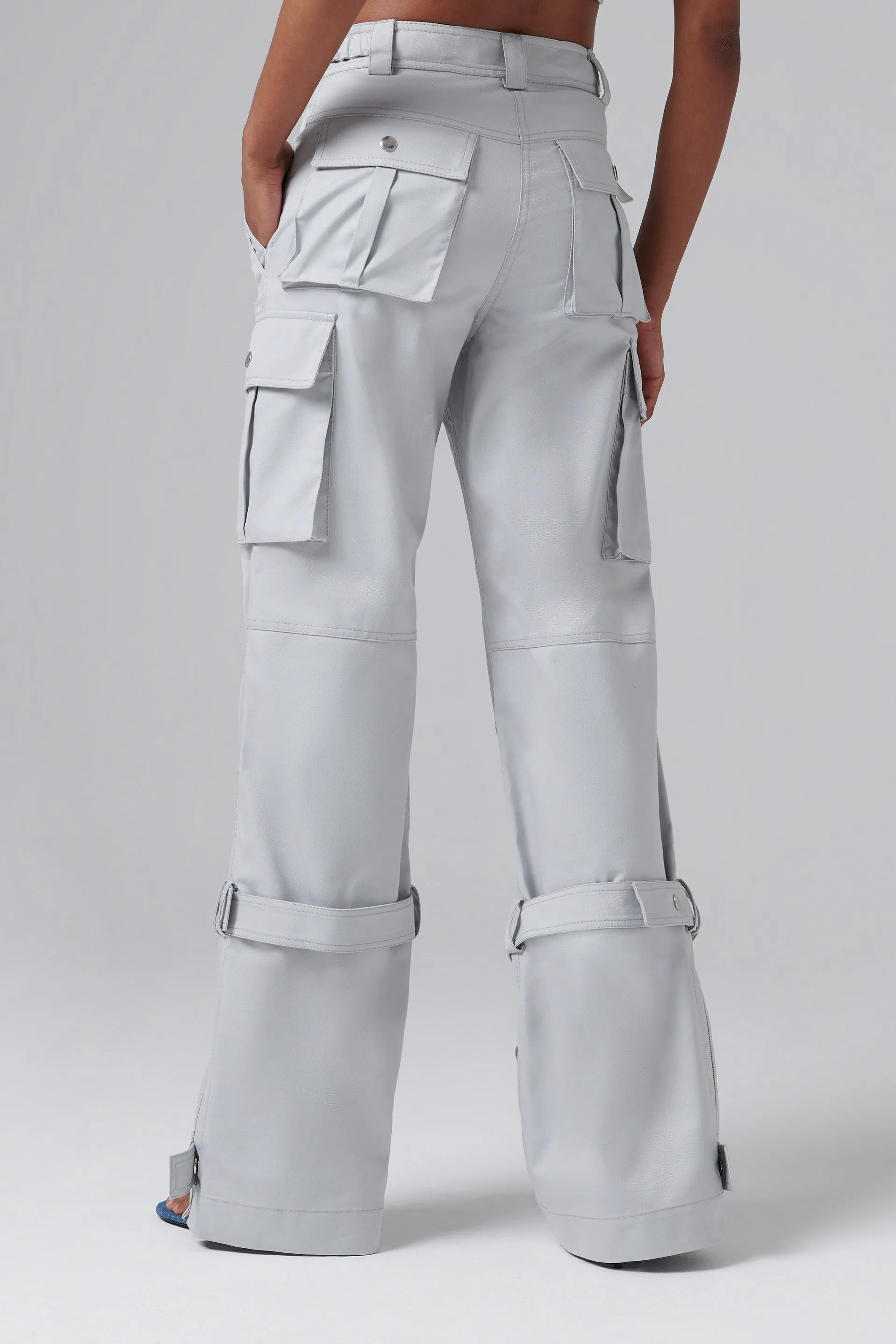 Grey Bottom Belt Cargo Pants