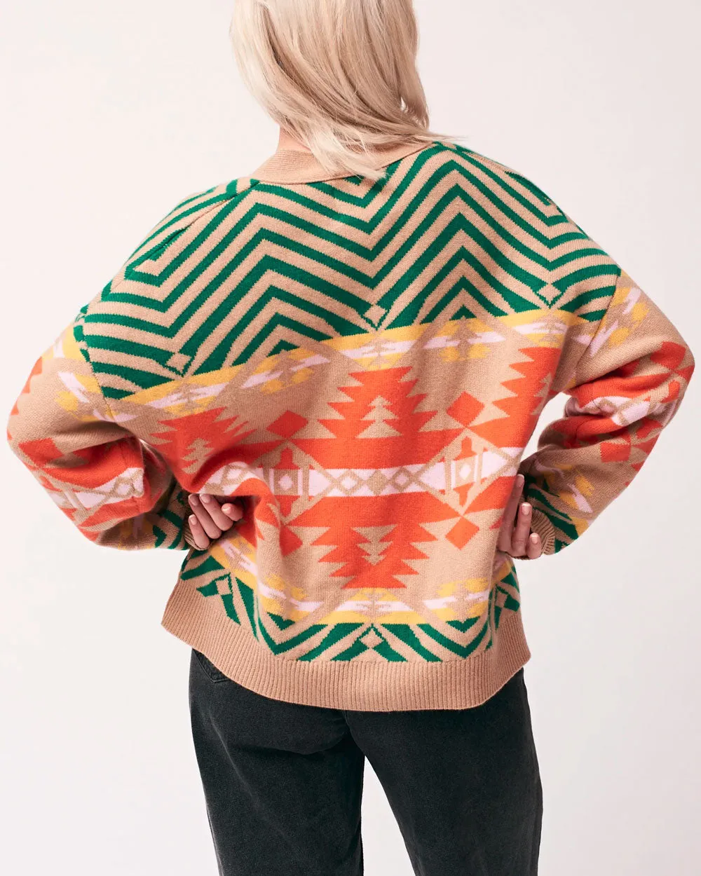 Hazelnut Aztec Vee Cardigan