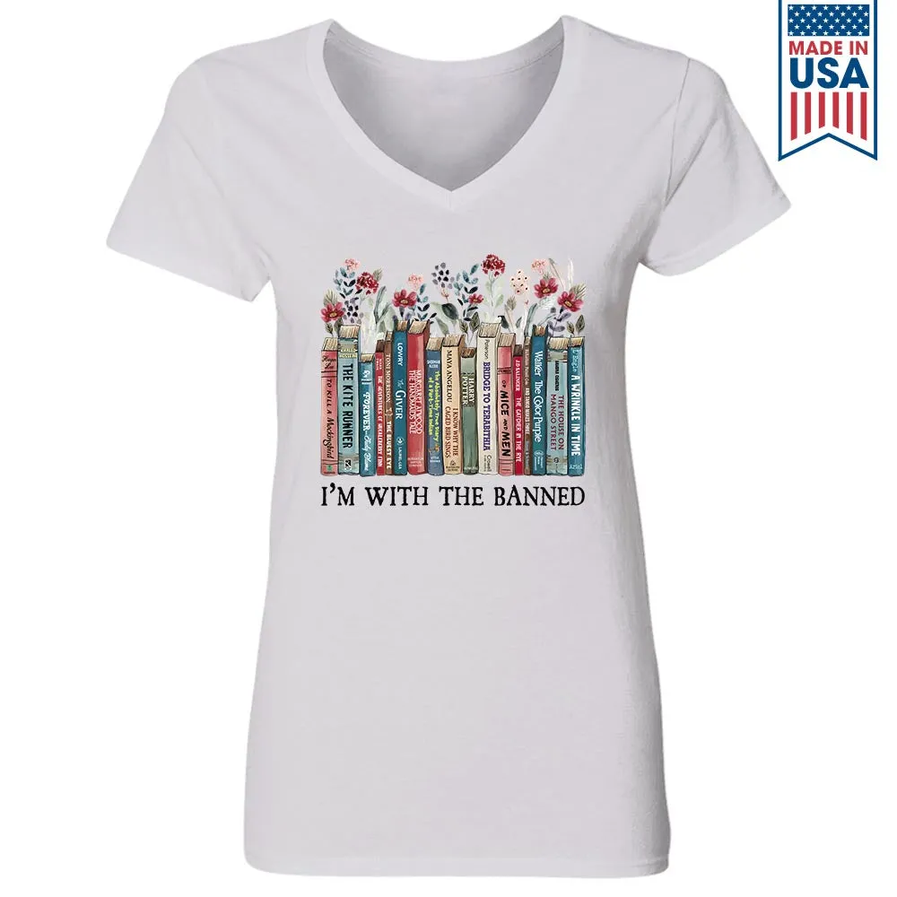 I'm With The Banned Book Lovers Gift Women's V-neck T-shirt TSVW545