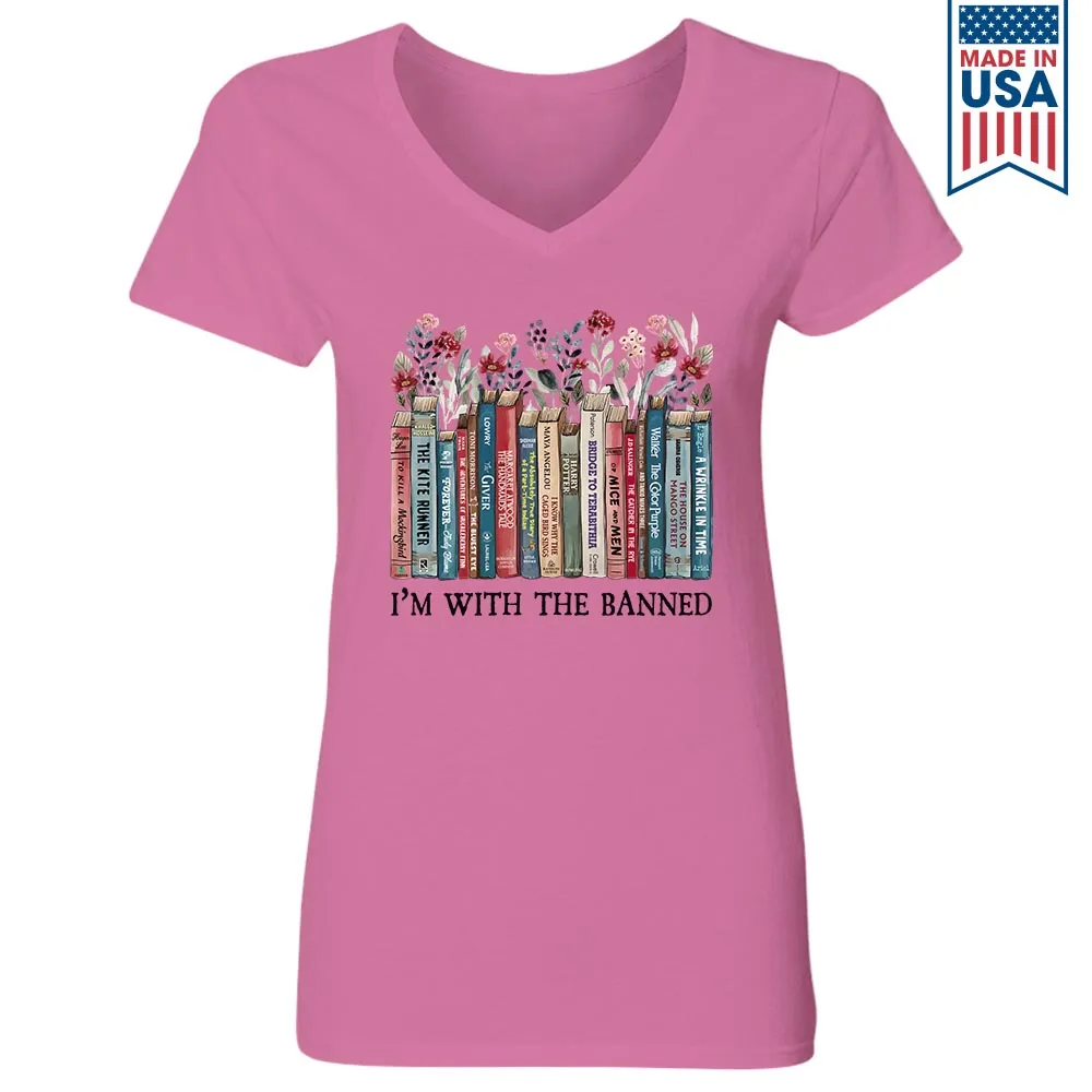 I'm With The Banned Book Lovers Gift Women's V-neck T-shirt TSVW545