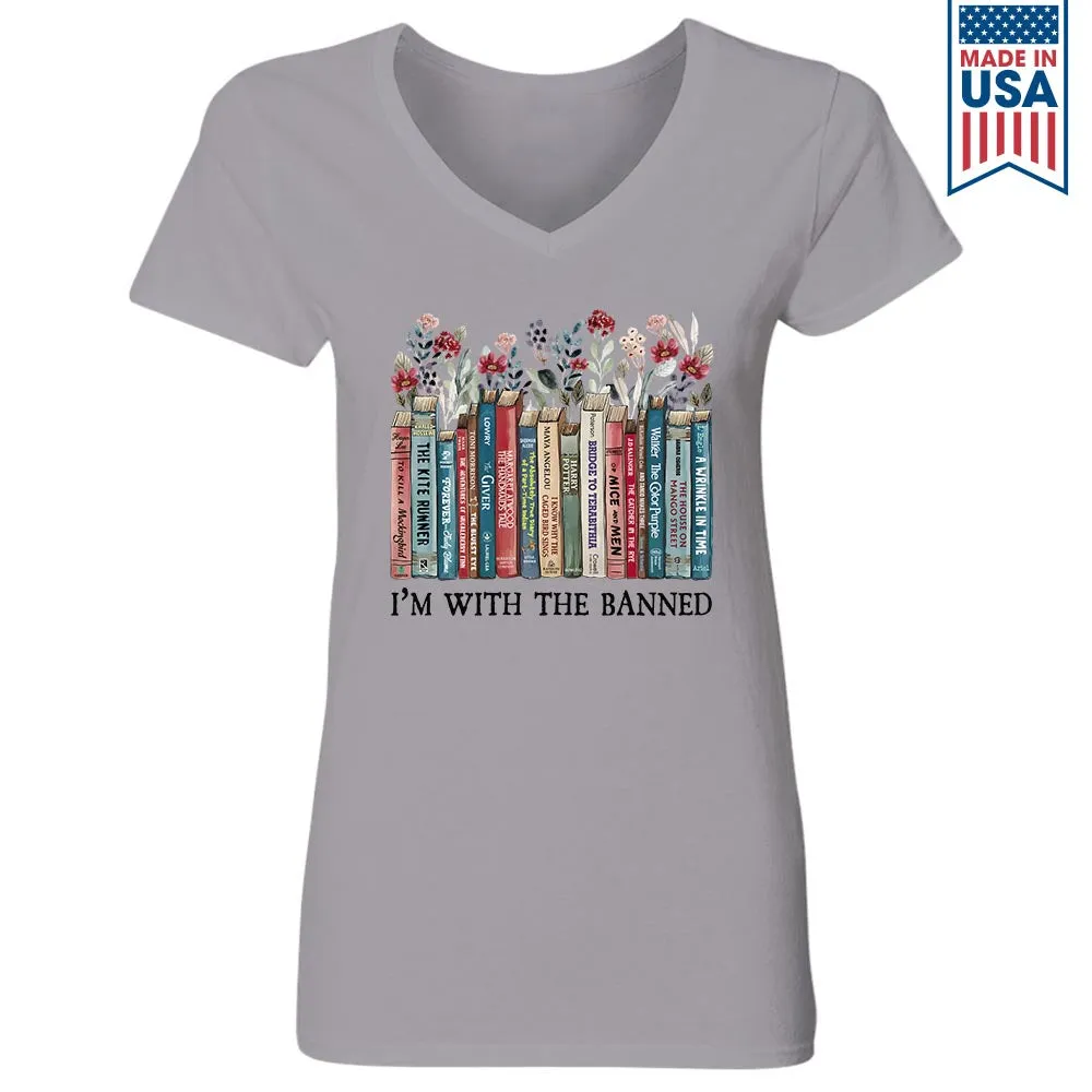 I'm With The Banned Book Lovers Gift Women's V-neck T-shirt TSVW545