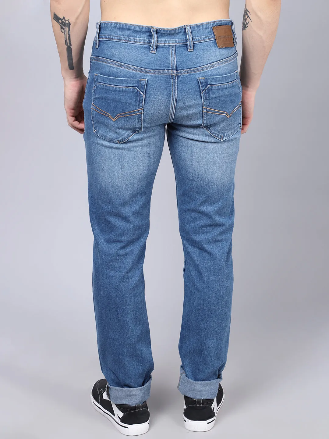 Men's Ultra Narrow fit Medium Fade Carbon Blue Ripped Lightly Jeans