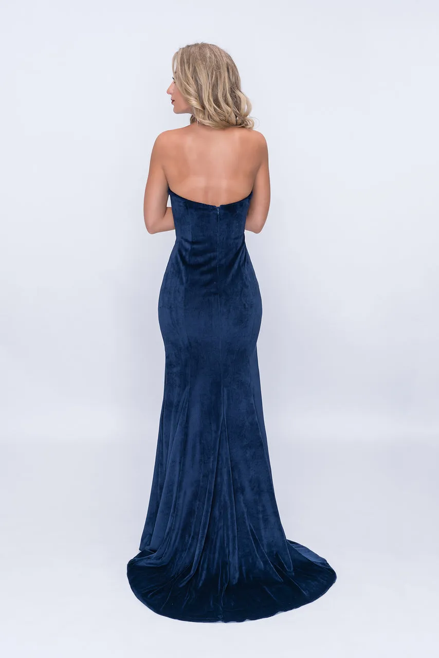 Nina Canacci 2185 Sizes 2, 8 Navy Prom Suede Dress Pageant Gown