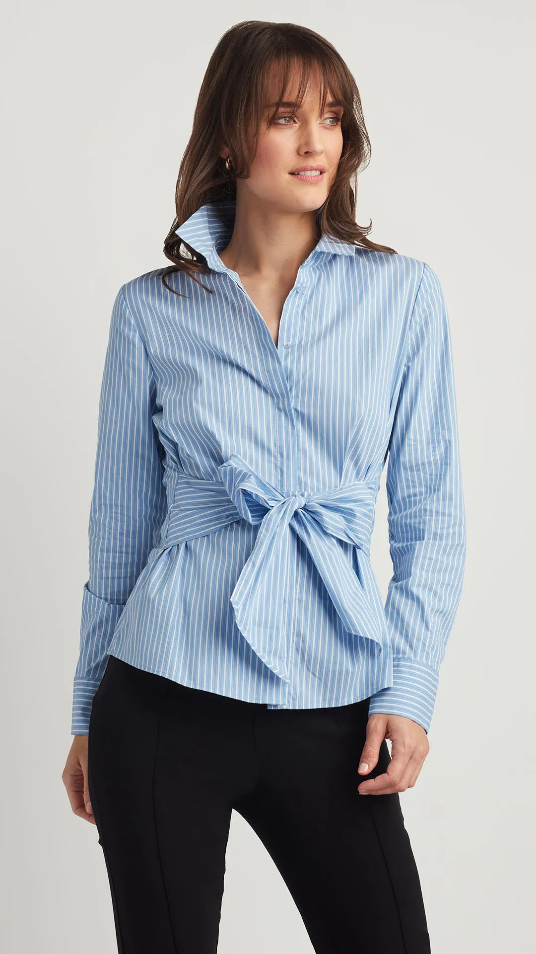 POPLIN TIE FRONT SHIRT