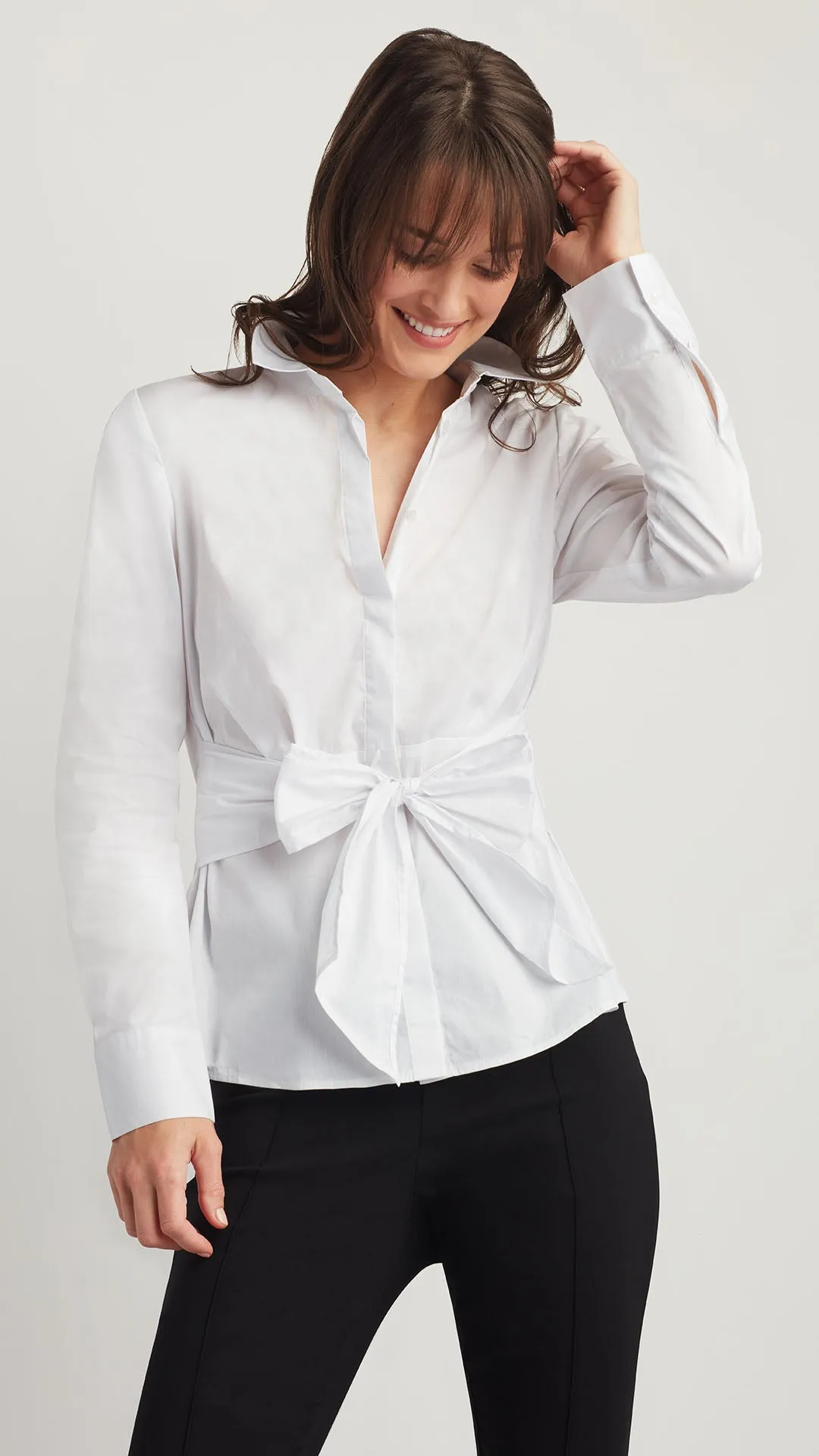 POPLIN TIE FRONT SHIRT