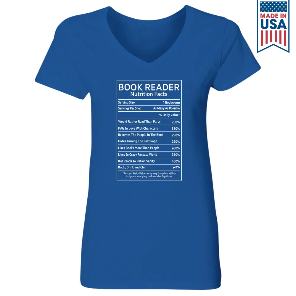 Reader Nutrition Facts Book Lovers Gift Women's V-neck T-shirt TSVB446