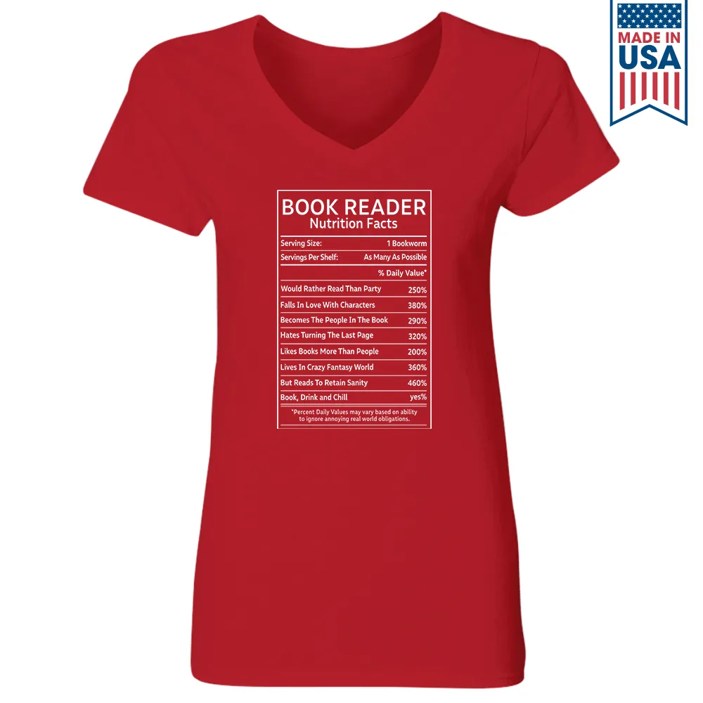 Reader Nutrition Facts Book Lovers Gift Women's V-neck T-shirt TSVB446