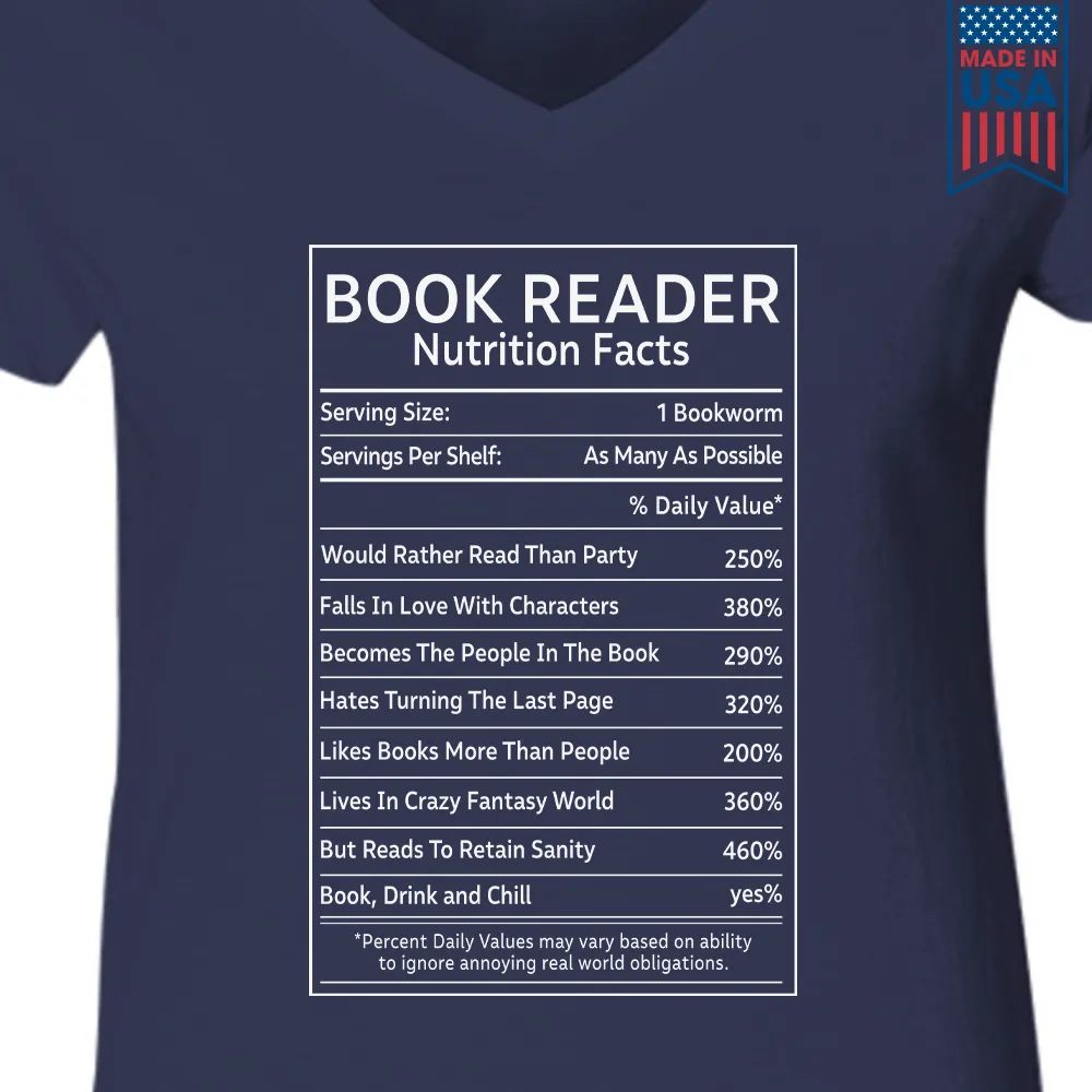 Reader Nutrition Facts Book Lovers Gift Women's V-neck T-shirt TSVB446