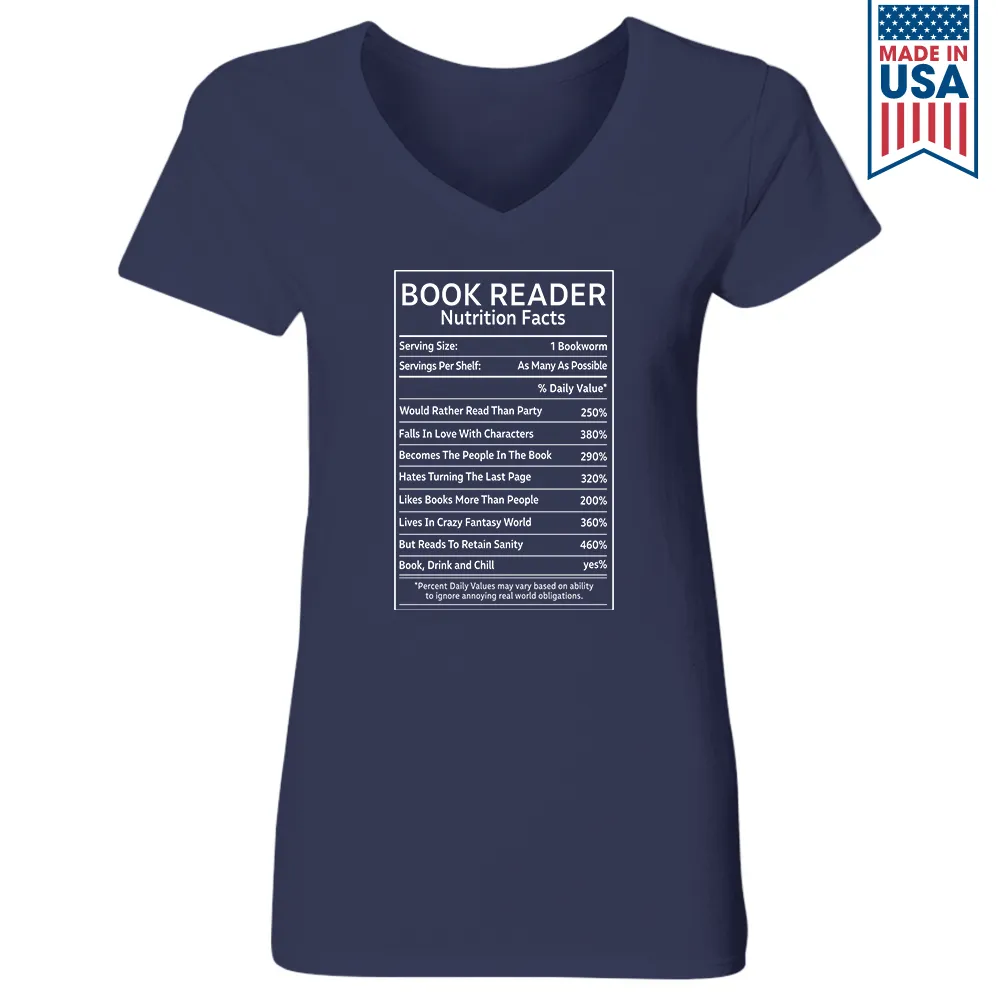Reader Nutrition Facts Book Lovers Gift Women's V-neck T-shirt TSVB446