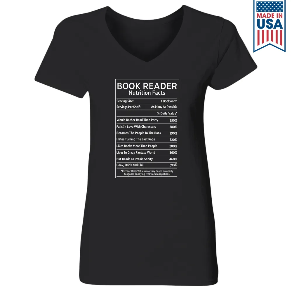Reader Nutrition Facts Book Lovers Gift Women's V-neck T-shirt TSVB446