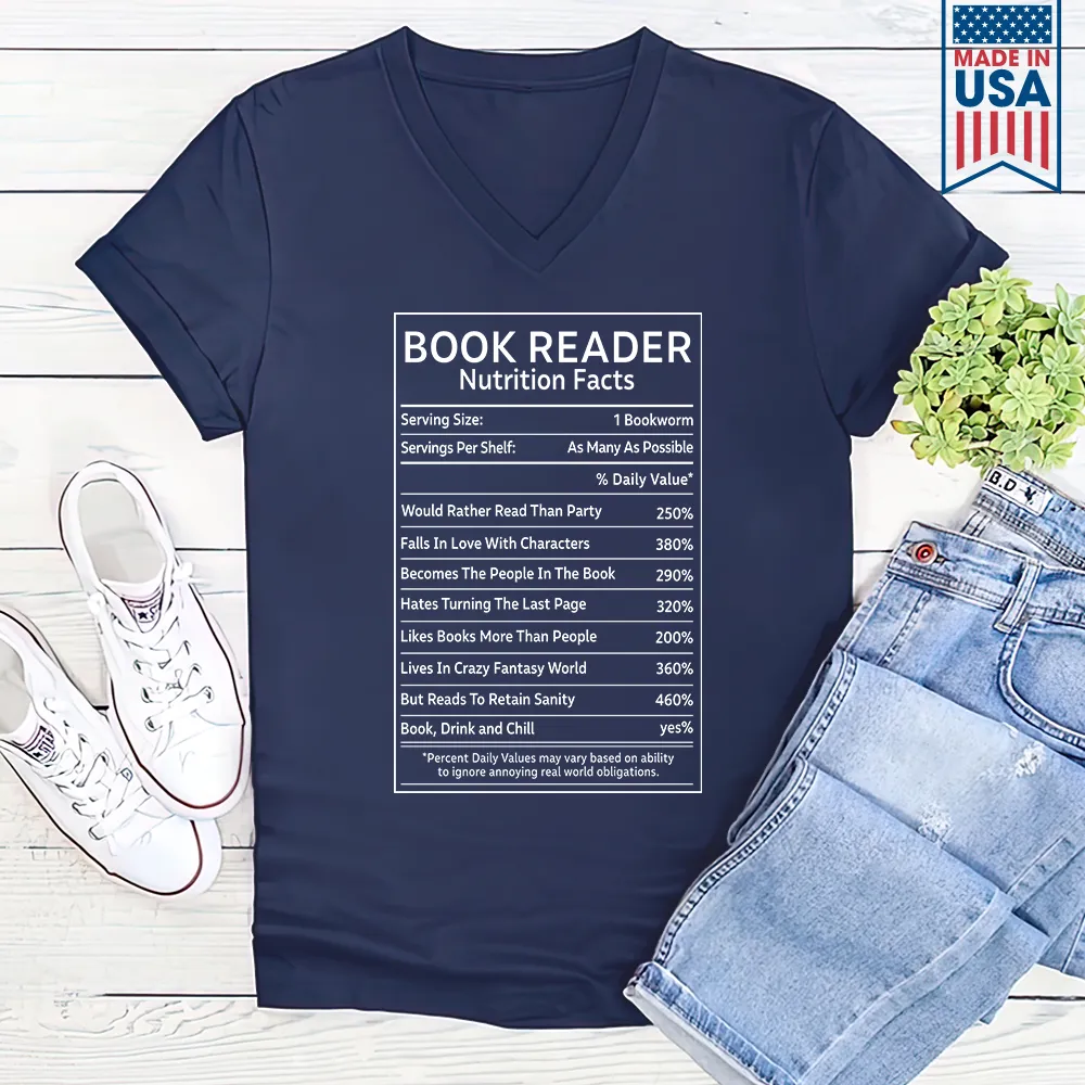 Reader Nutrition Facts Book Lovers Gift Women's V-neck T-shirt TSVB446