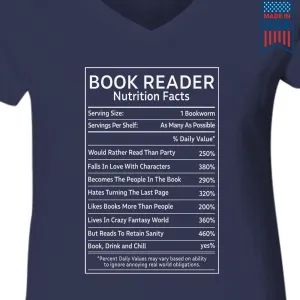 Reader Nutrition Facts Book Lovers Gift Women's V-neck T-shirt TSVB446