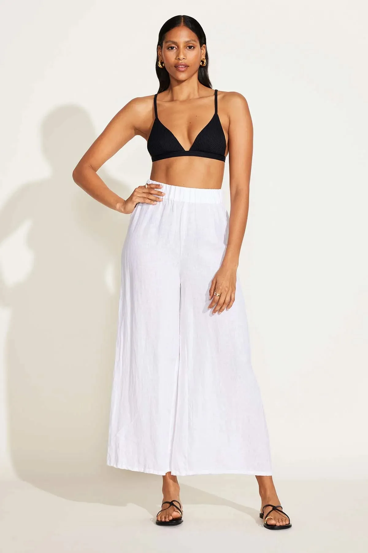 Tallows Linen Wide Leg Pant White EcoLinen