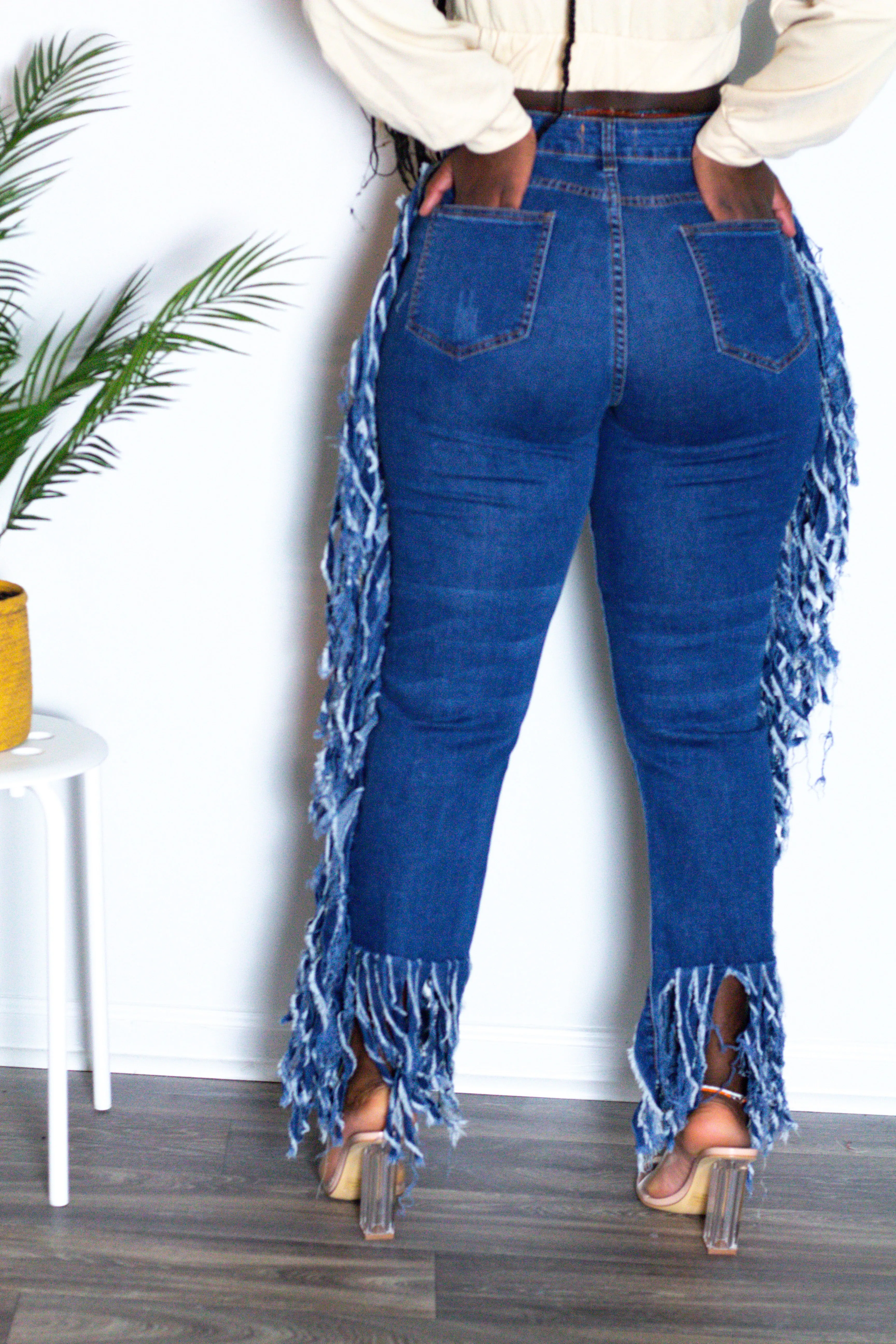 Tassel High-Waist Jeans