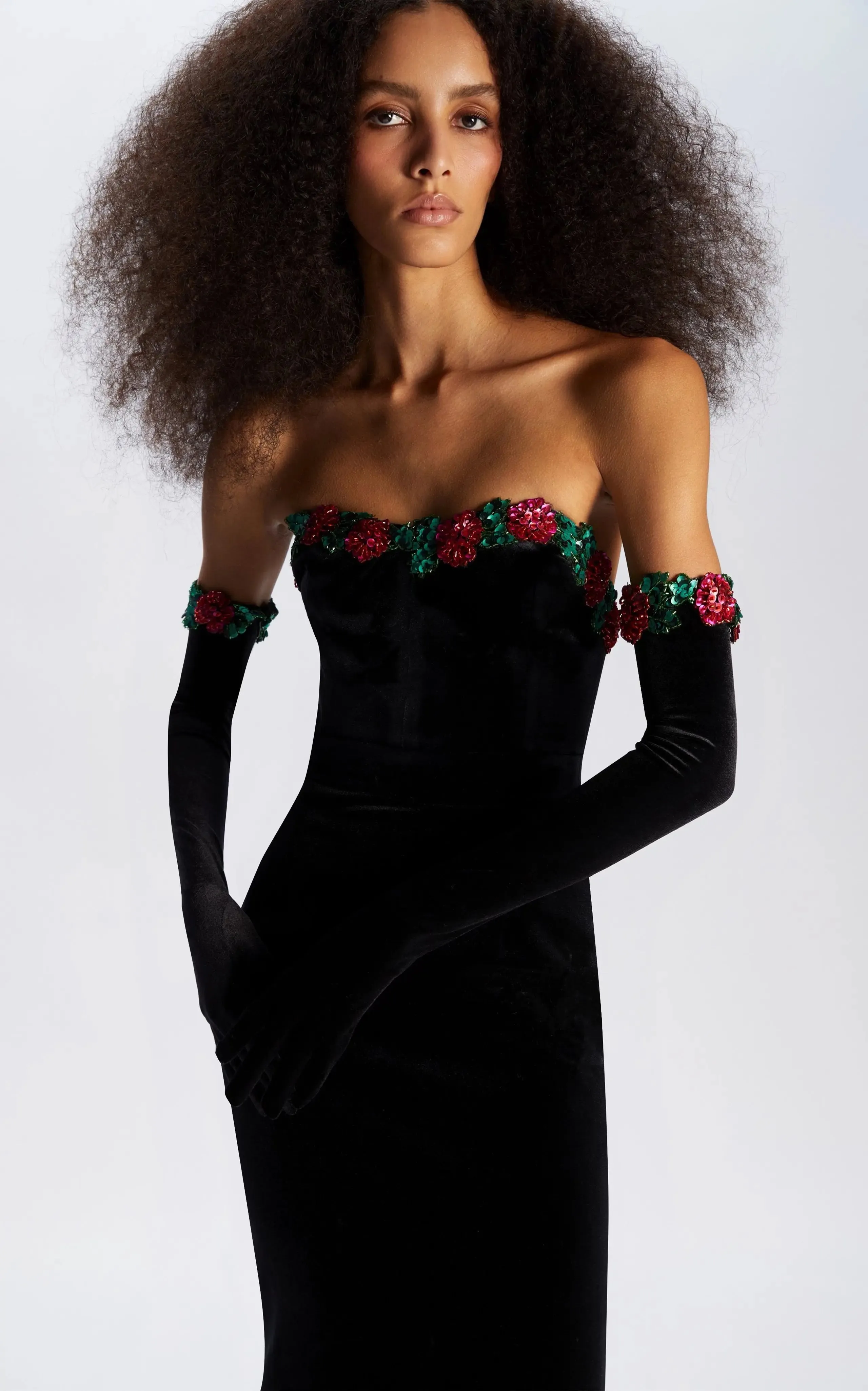 Trend4us Women's Elegant Velvet Strapless Maxi Dress