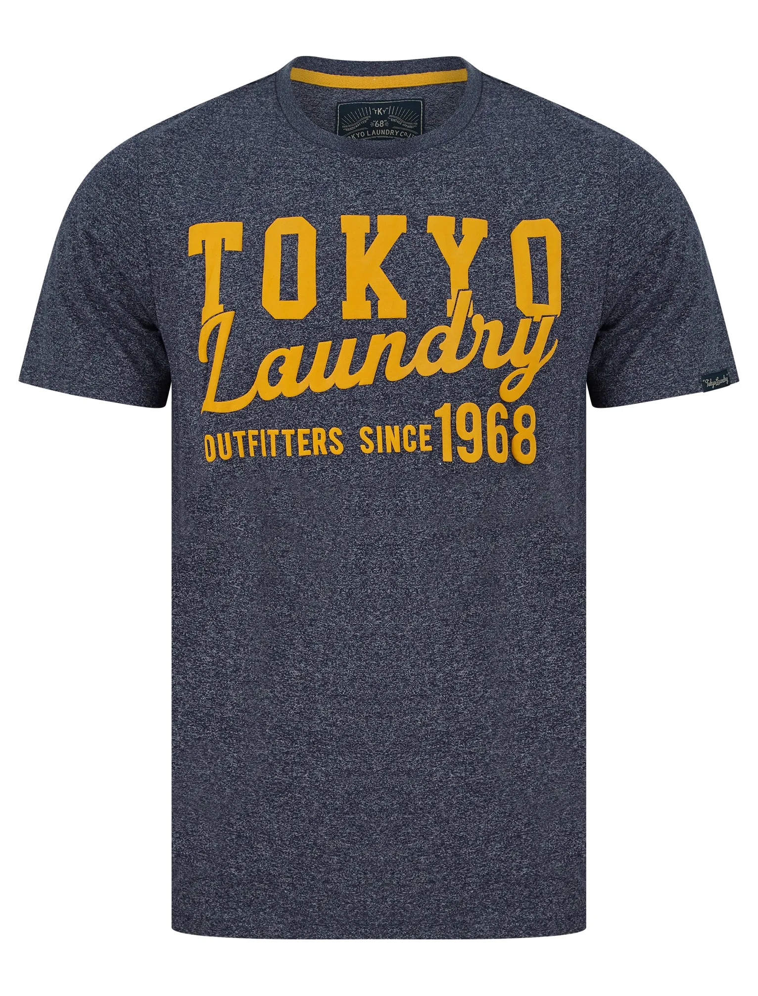Underline Motif Cotton Jersey Grindle T-Shirt in Navy - Tokyo Laundry