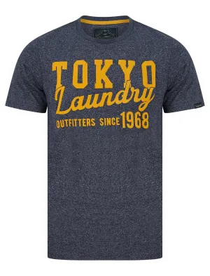 Underline Motif Cotton Jersey Grindle T-Shirt in Navy - Tokyo Laundry
