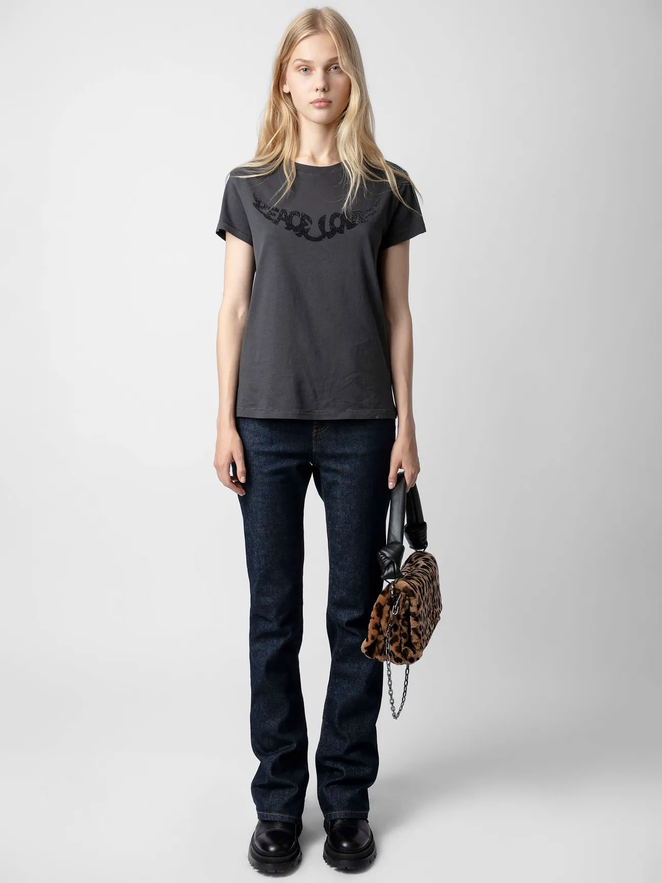 Walk Peace & Love Strass T-shirt