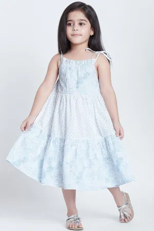 White Cotton Tiered Midi Dress