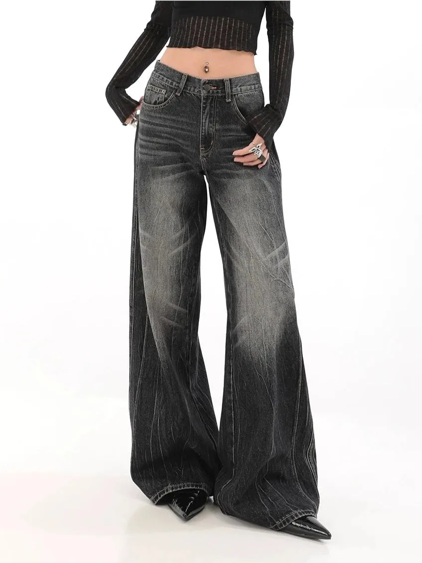 Wide-Leg Denim Vintage Wash Jeans
