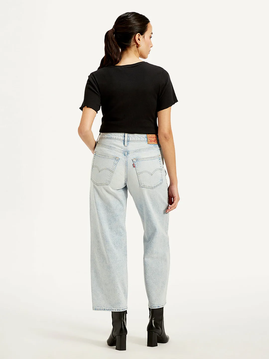 Women's Blue Baggy Fit Mid Rise Jeans