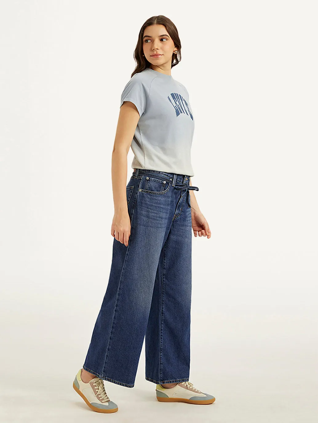 Women's Blue XL Straight Fit Mid Rise Jeans