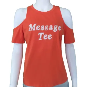 Women's Cold Shoulder Cotton Top,Orange
