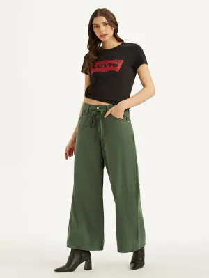 Women's Green XL Straight Fit Mid Rise Jeans