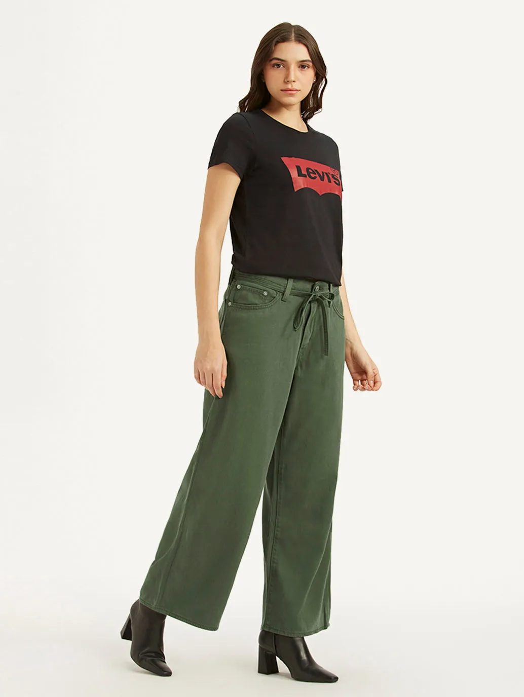 Women's Green XL Straight Fit Mid Rise Jeans