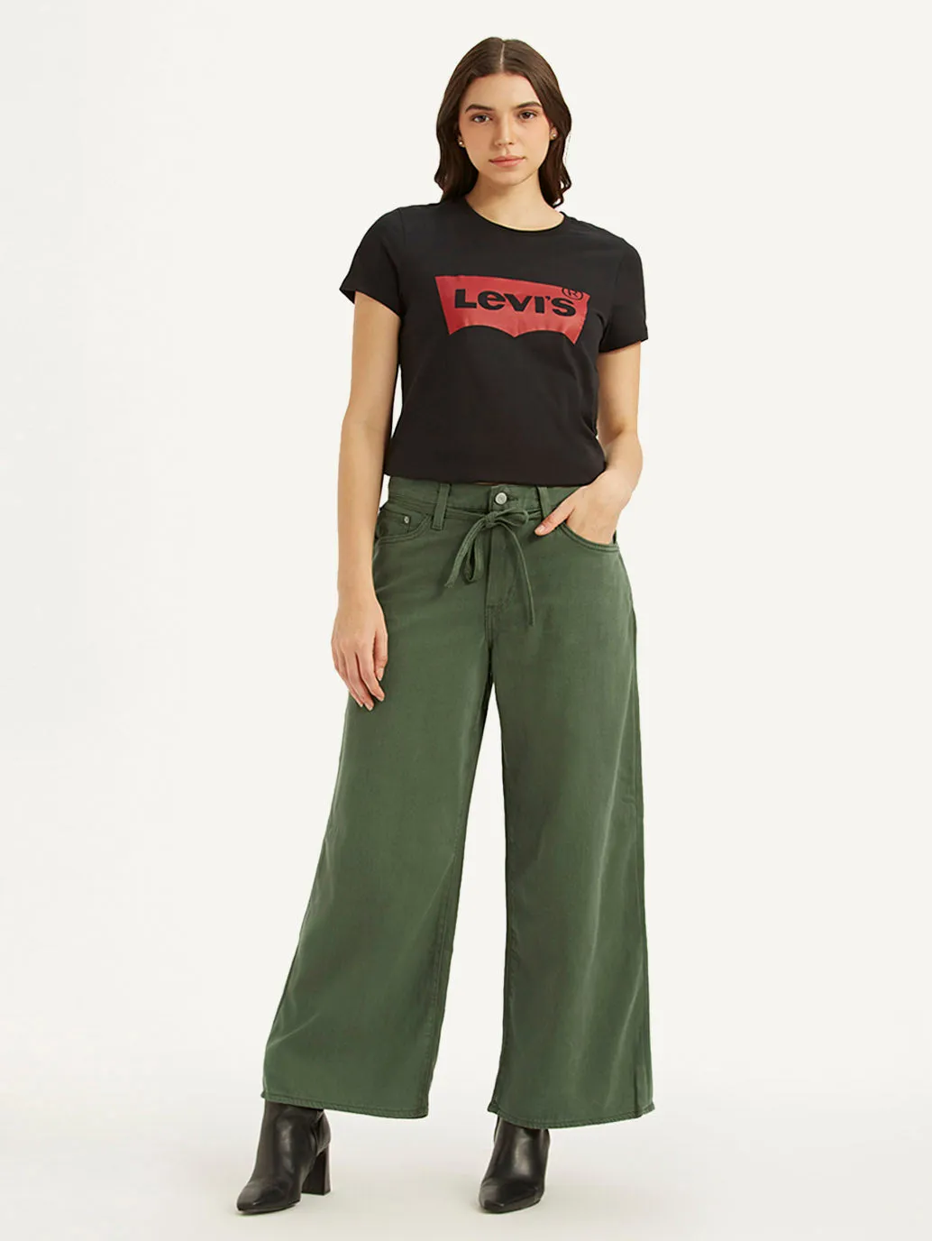 Women's Green XL Straight Fit Mid Rise Jeans